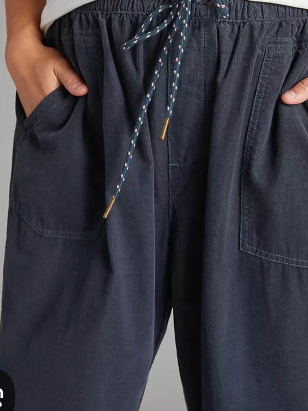 Pilcro "The Cottage" Black Drawstring Waist Pants with Coral Stitching L